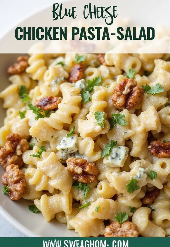 29 Healthy Chicken Pasta Salad Recipes That Taste Amazing - 29. Blue Cheese Chicken Pasta Salad