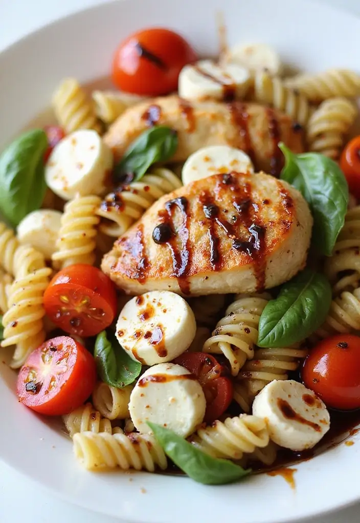 29 Healthy Chicken Pasta Salad Recipes That Taste Amazing - 5. Caprese Chicken Pasta Salad