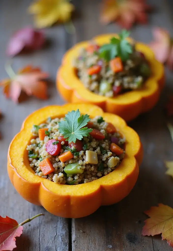 29 Healthy Fall Recipes Dinner Ideas That Warm the Soul - 14. Vegetable and Quinoa Stuffed Acorn Squash