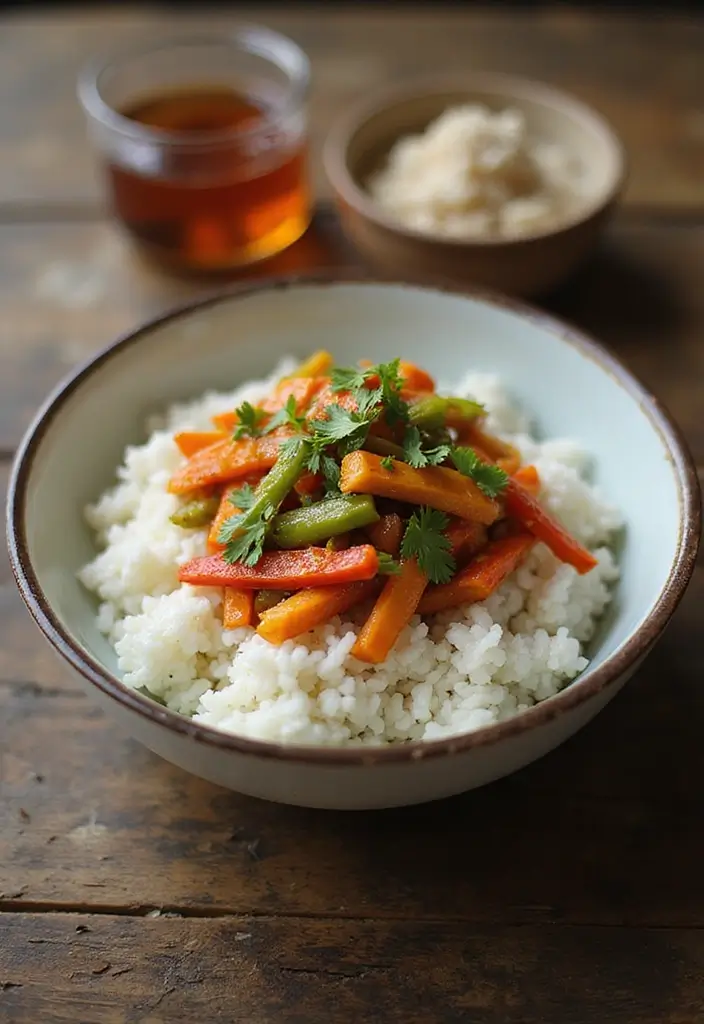 29 Healthy Fall Recipes Dinner Ideas That Warm the Soul - 18. Coconut Rice with Stir-Fried Vegetables