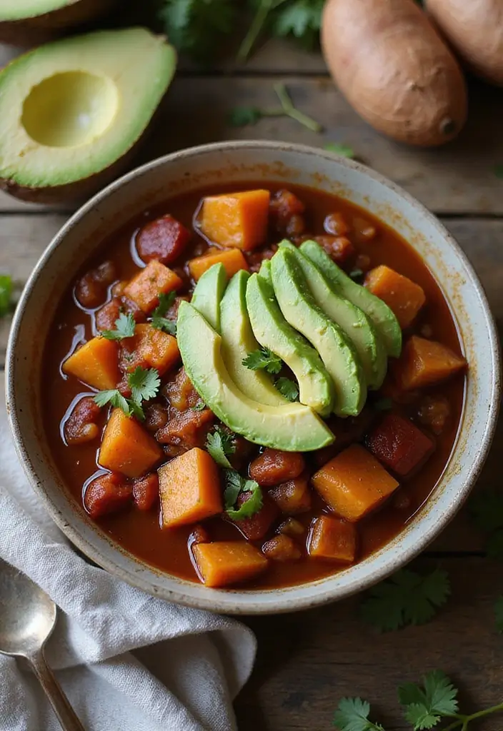 29 Healthy Fall Recipes Dinner Ideas That Warm the Soul - 9. Vegan Chili with Sweet Potatoes