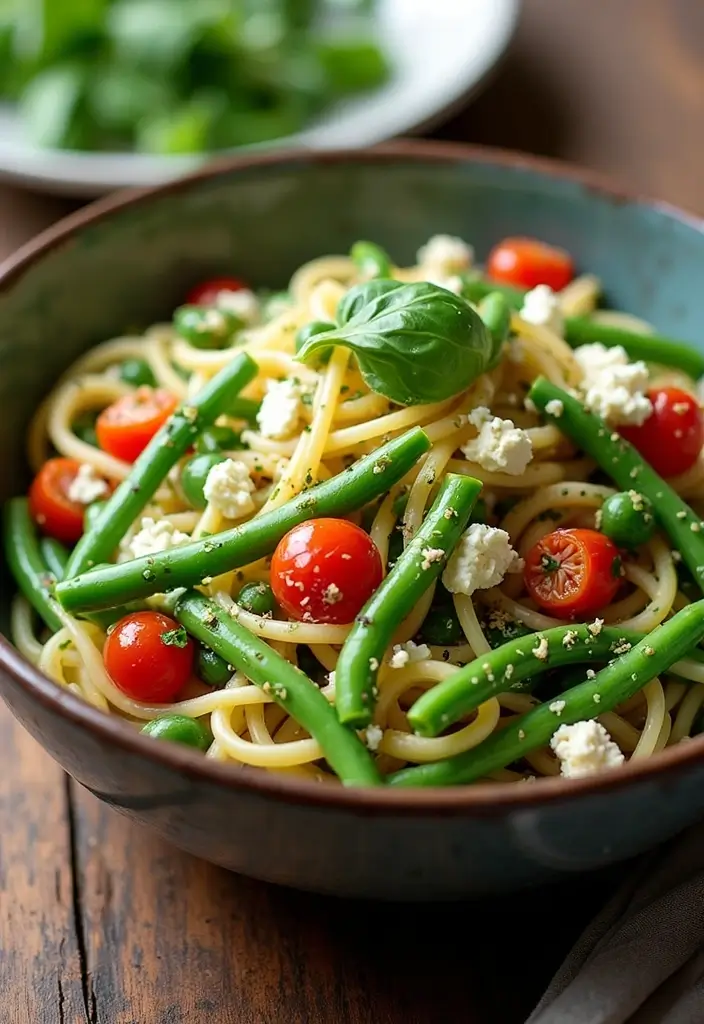 29 Healthy Green Bean Recipes That Brighten the Plate - 23. Green Bean and Feta Pasta
