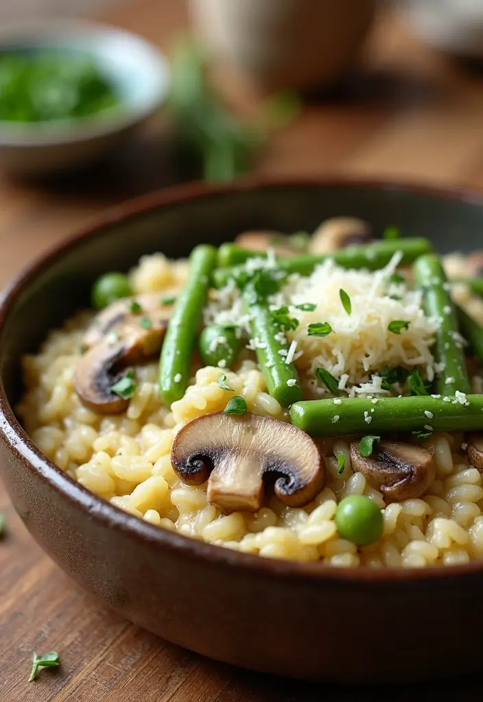 29 Healthy Green Bean Recipes That Brighten the Plate - 25. Green Bean and Mushroom Risotto