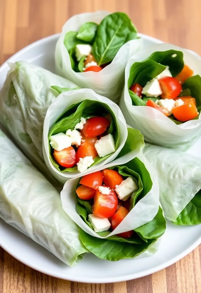 29 Rice Paper Recipes Healthy Rolls and Wraps You’ll Love - 21. Spinach and Feta Wraps