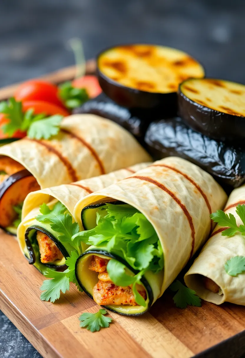 29 Rice Paper Recipes Healthy Rolls and Wraps You’ll Love - 28. Savory Eggplant and Zucchini Wraps