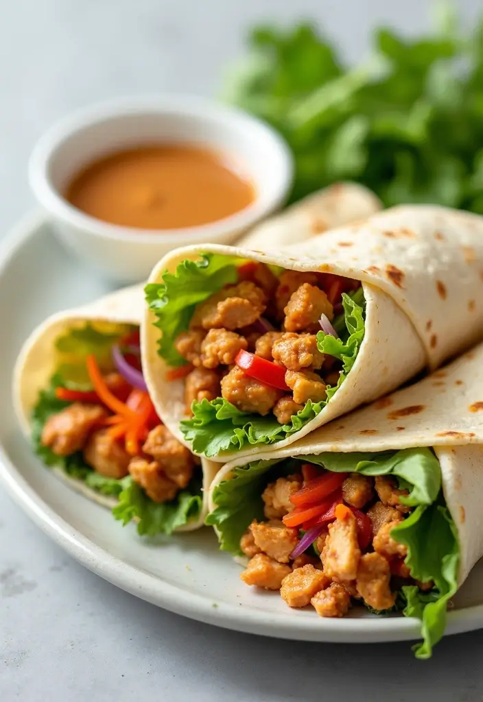29 Rice Paper Recipes Healthy Rolls and Wraps You’ll Love - 3. Thai Peanut Chicken Wraps