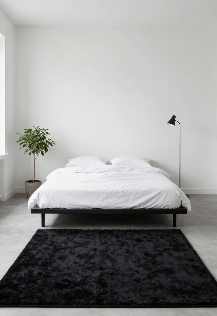 15 Black Rug Bedroom Ideas With Moody Modern Vibes - 4. Minimalist Approach 1