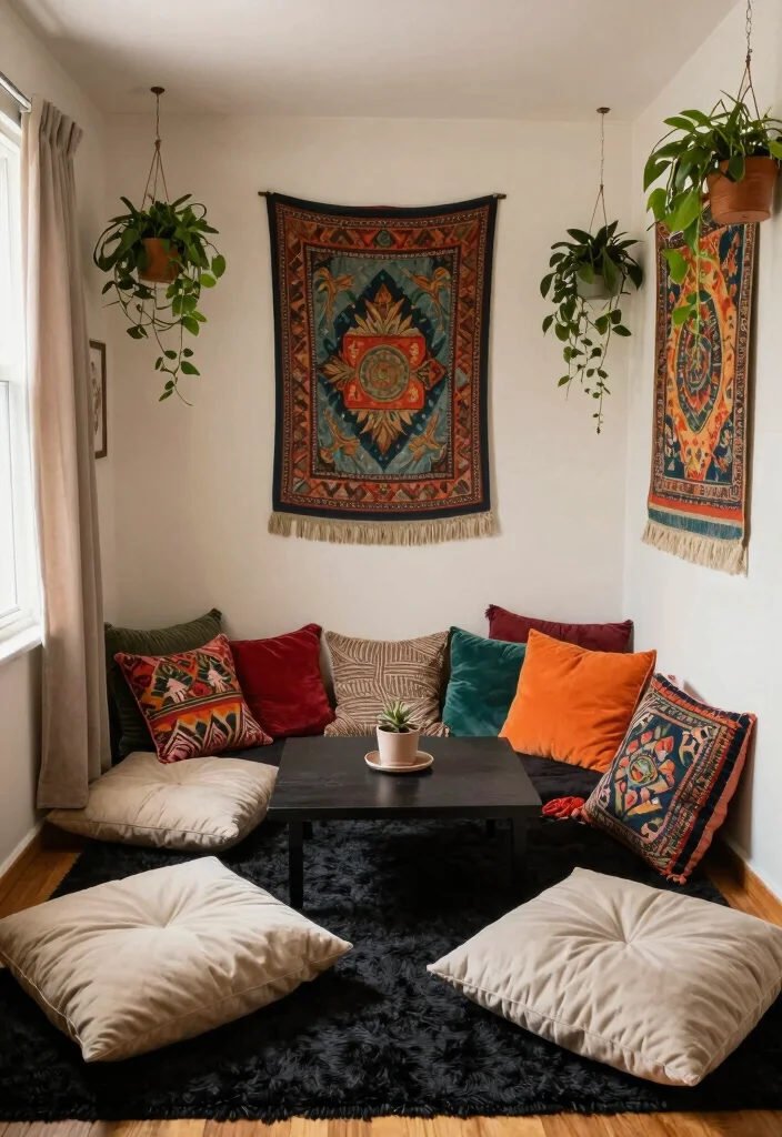 15 Black Rug Bedroom Ideas With Moody Modern Vibes - 6. Cozy Boho Nook 1