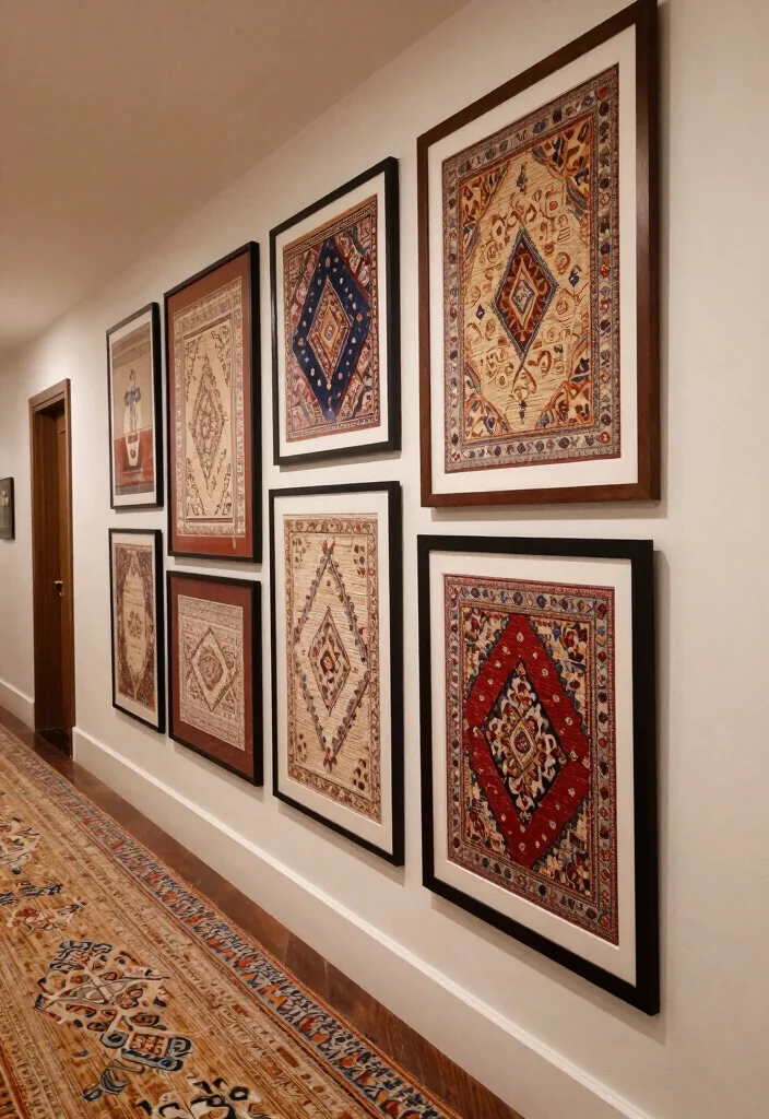 15 Carpet on Wall Ideas With Bold Textured Style - 11. Artistic Framing 1