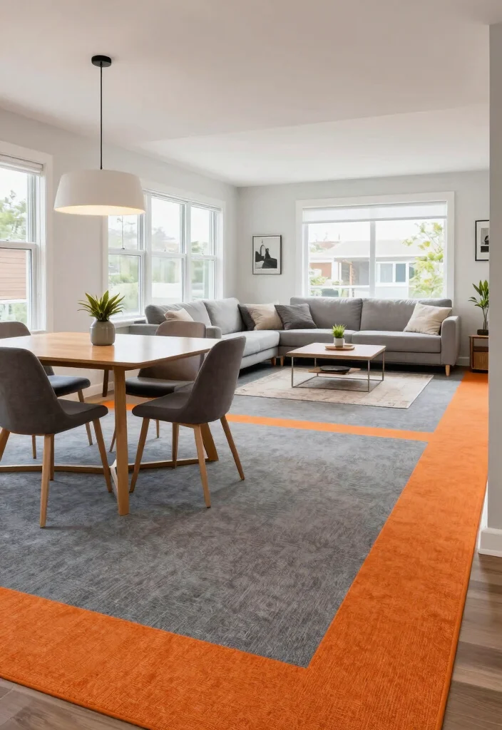 15 Carpet on Wall Ideas With Bold Textured Style - 13. Carpet Borders for Visual Separation 1