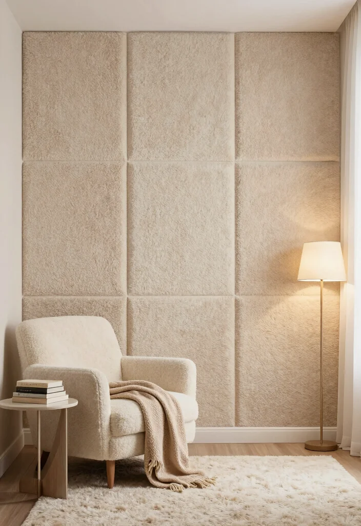 15 Carpet on Wall Ideas With Bold Textured Style - 2. Cozy Textured Panels 1