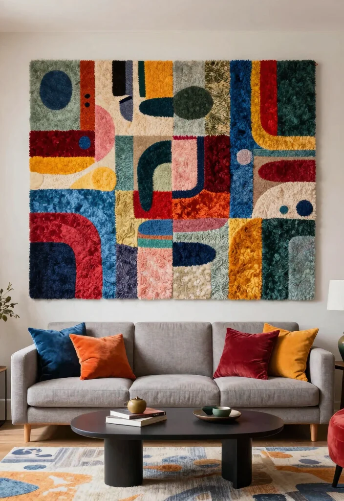 15 Carpet on Wall Ideas With Bold Textured Style - 3. Carpet Wall Art Installations 1
