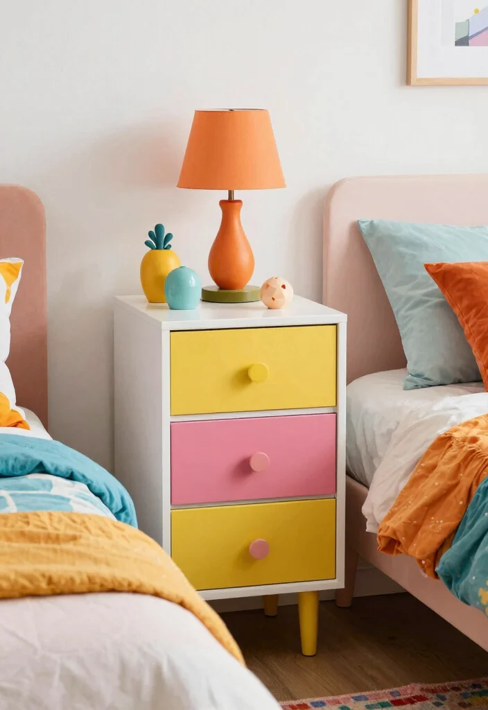 15 Desk as Nightstand Ideas With Smart Dual Purpose Style - 10. Stylish Desk with Bright Accents 1