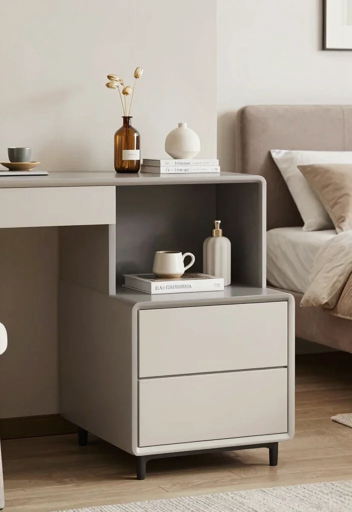 15 Desk as Nightstand Ideas With Smart Dual Purpose Style - 11. Modern Dual-Function Desk Nightstand 1