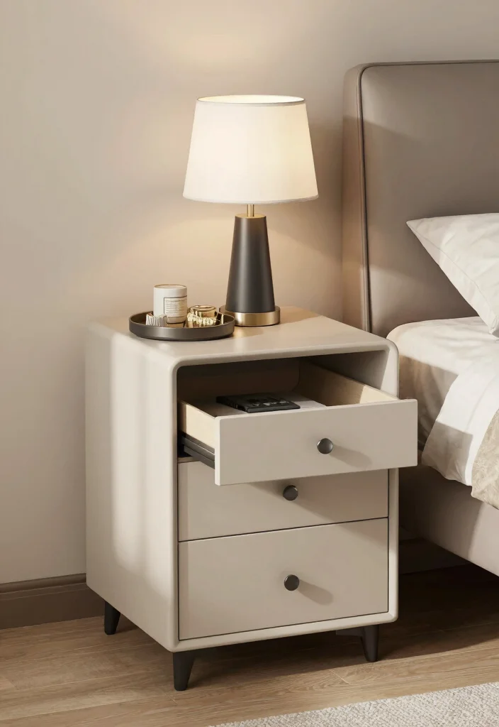 15 Desk as Nightstand Ideas With Smart Dual Purpose Style - 7. Stylish Drawer Nightstand from a Compact Desk 1