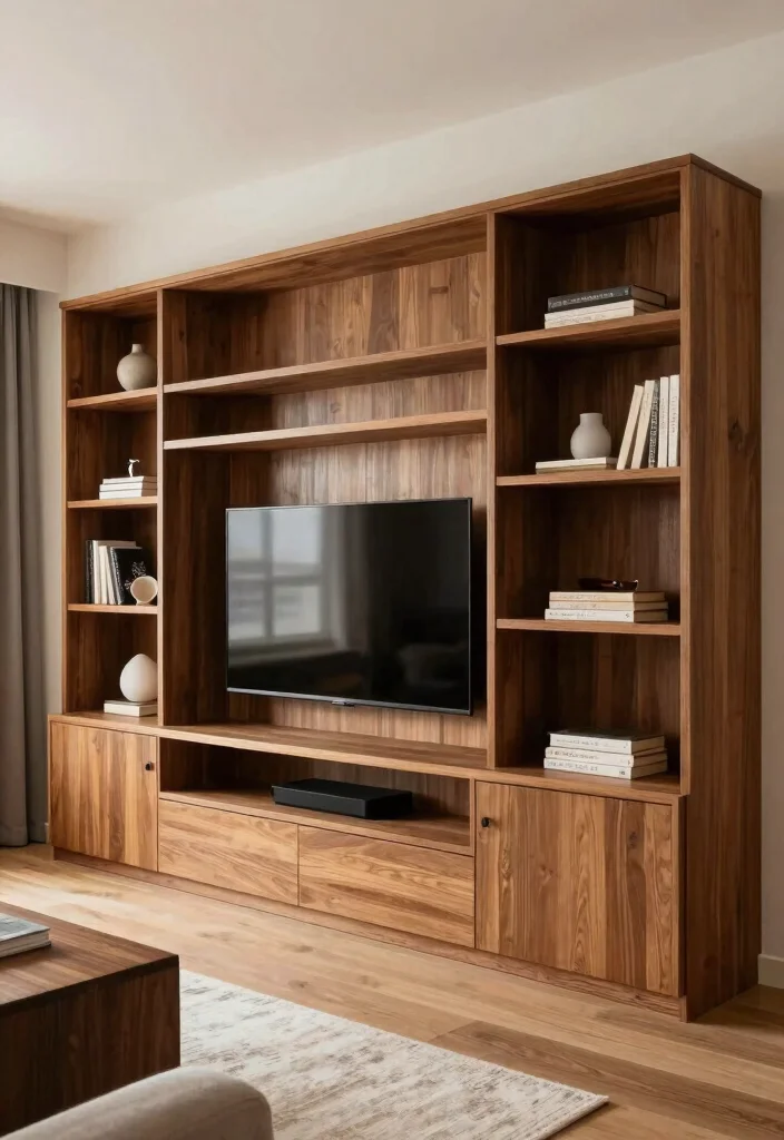 15 Island TV Unit Ideas With Modern Minimal Style - 10. Custom Built-Ins 1
