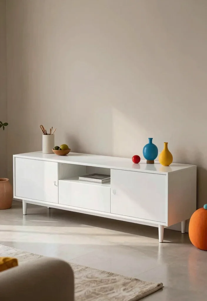 15 Island TV Unit Ideas With Modern Minimal Style - 7. Glossy White Finish 1