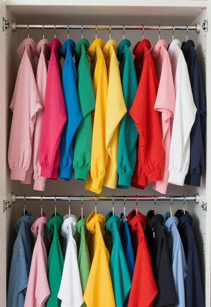 15 Wire Shelf Closet Organization Ideas That Maximize Storage - 7. Color-Coding for Visual Appeal 1