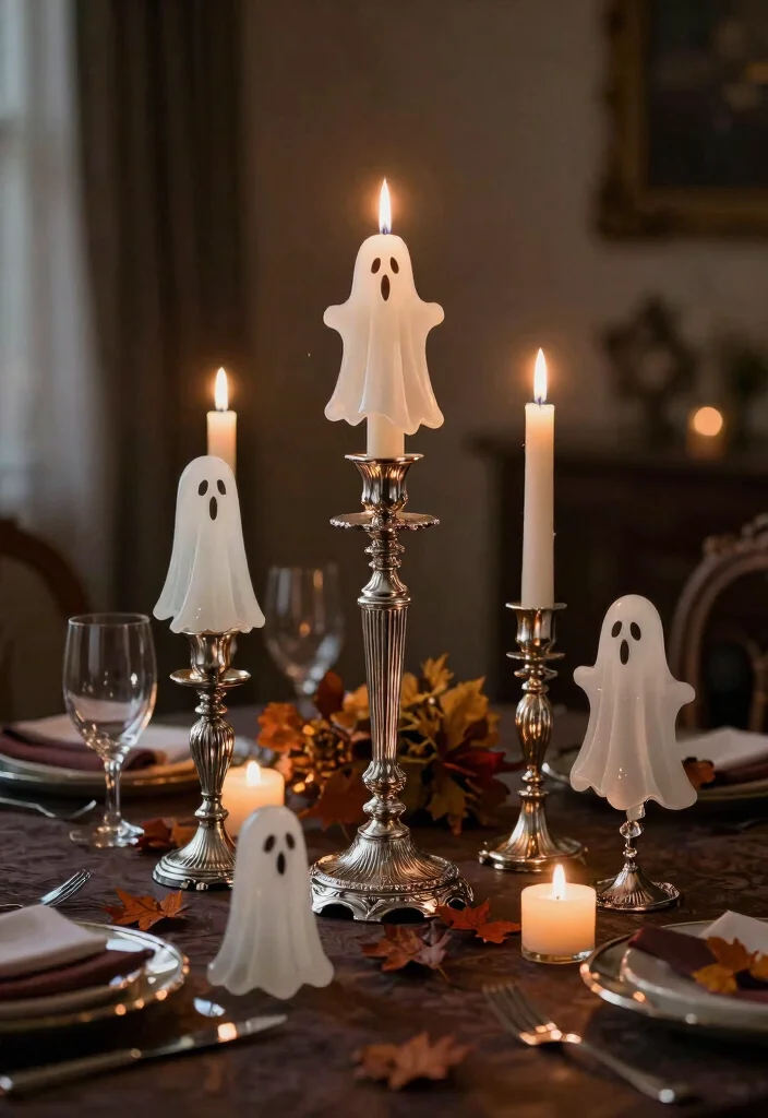 16 Ghost Candle Holder Ideas With Spooky Chic Vibes - 10. Ghostly Candlestick Holders 1