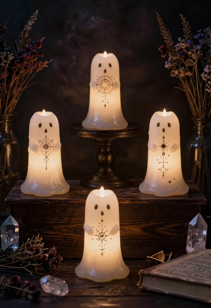 16 Ghost Candle Holder Ideas With Spooky Chic Vibes - 13. Ghost Candle Holders with Witchy Themes 1