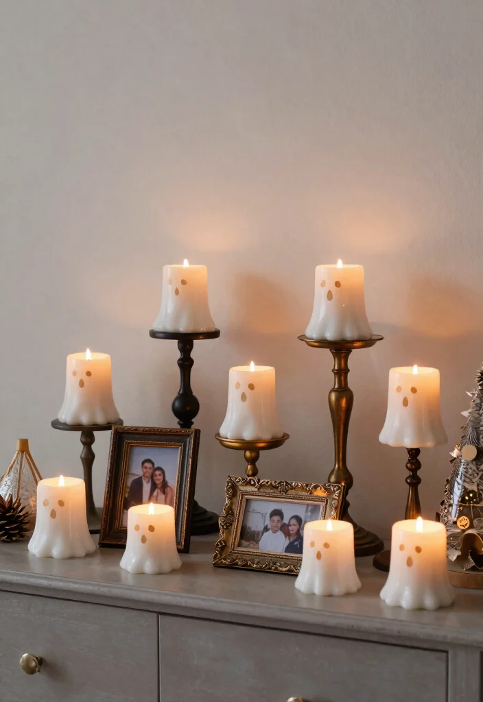 16 Ghost Candle Holder Ideas With Spooky Chic Vibes - 16. Eclectic Ghost Candle Holder Arrangements 1