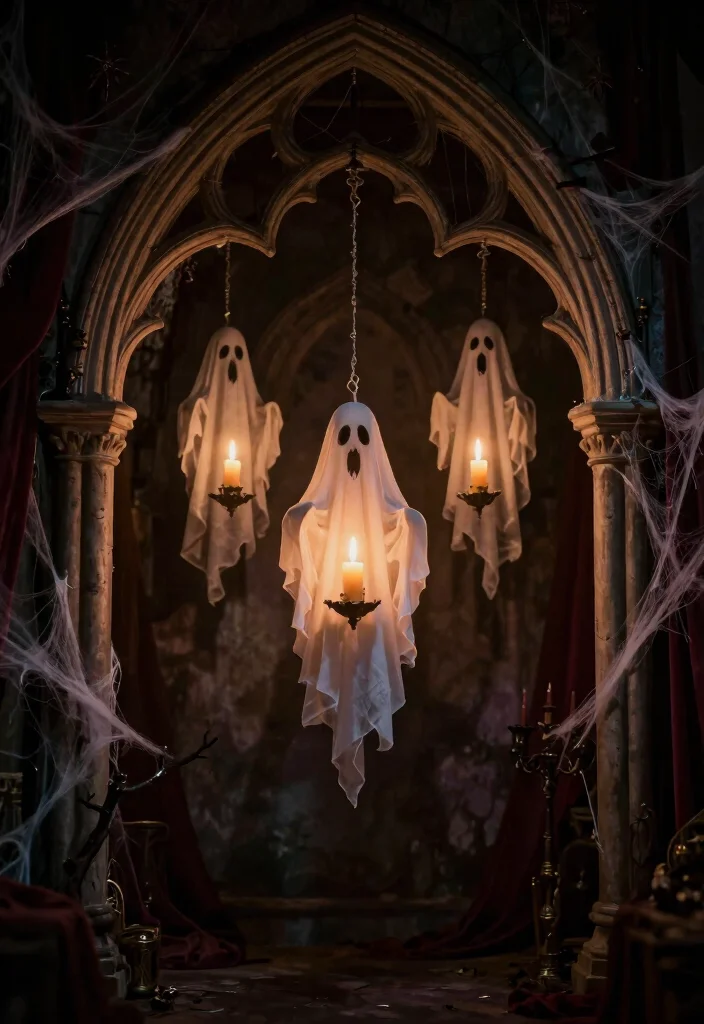 16 Ghost Candle Holder Ideas With Spooky Chic Vibes - 9. Spooky Hanging Ghost Holders 1