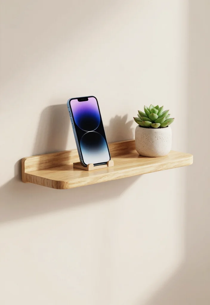 16 Mobile Stand Ideas With Functional Creative Designs - 1. The Floating Shelf Phone Stand 1