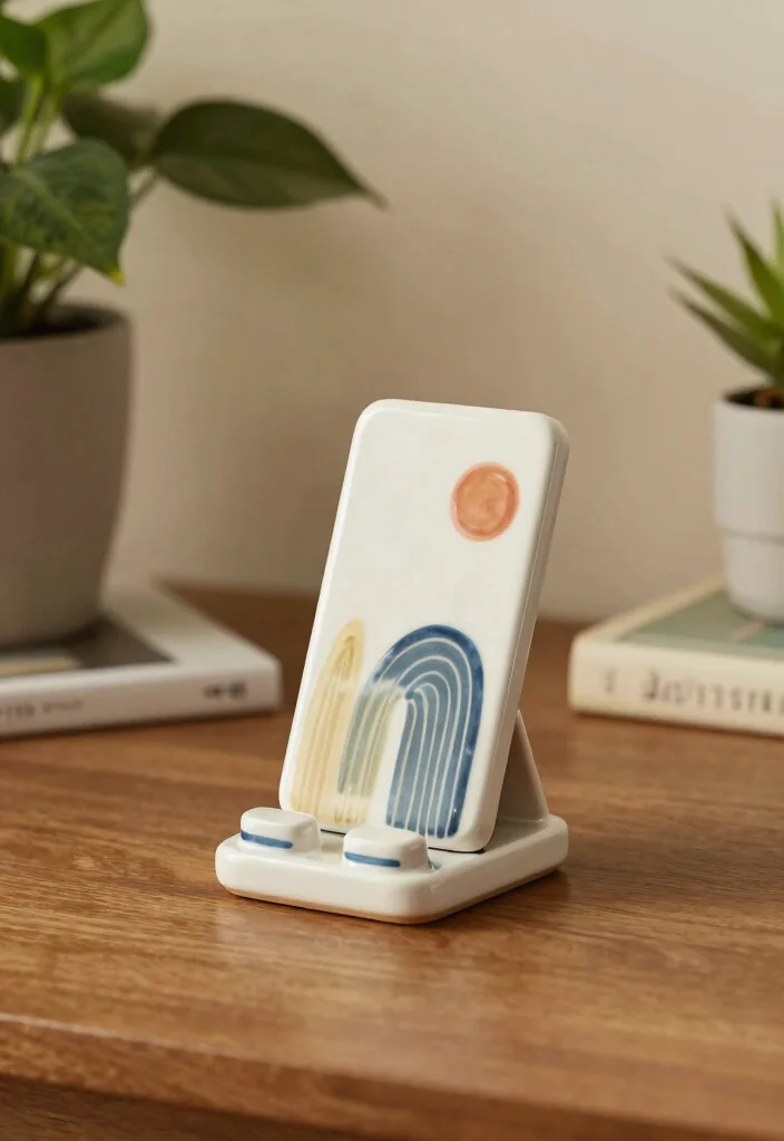 16 Mobile Stand Ideas With Functional Creative Designs - 10. Chic Ceramic Stand 1
