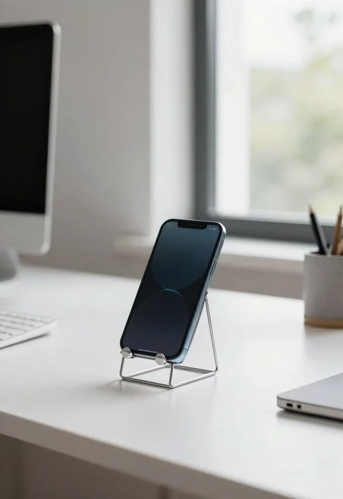 16 Mobile Stand Ideas With Functional Creative Designs - 12. Artistic Wire Frame Stand 1