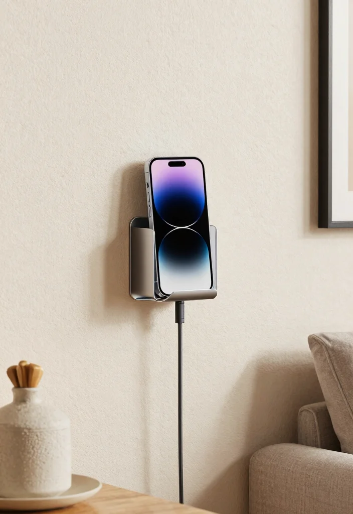 16 Mobile Stand Ideas With Functional Creative Designs - 4. Wall-Mounted Phone Holder 1