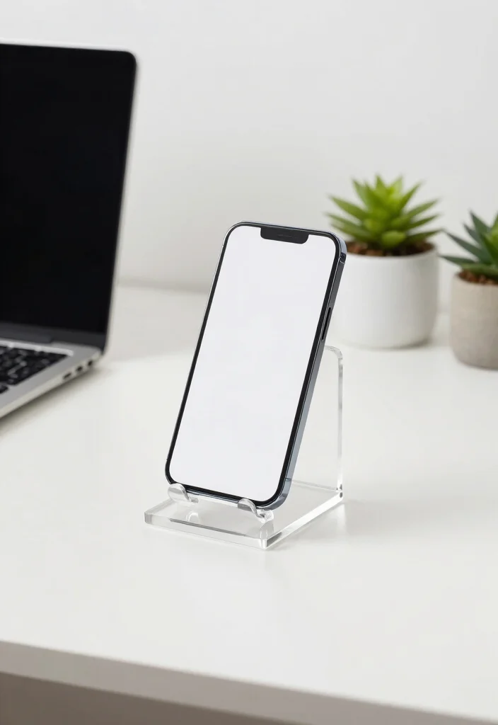 16 Mobile Stand Ideas With Functional Creative Designs - 5. Minimalist Acrylic Stand 1