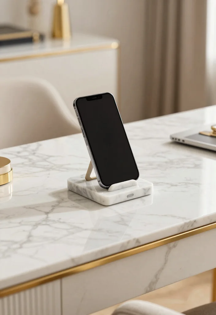 16 Mobile Stand Ideas With Functional Creative Designs - 7. Elegant Marble Stand 1