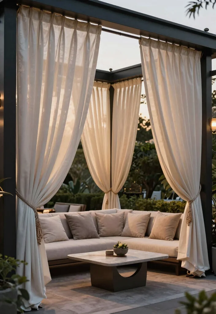 16 Outdoor Patio Curtains Ideas With Breezy Elegant Vibes - 10. Elegant Drapes with Tiebacks 1