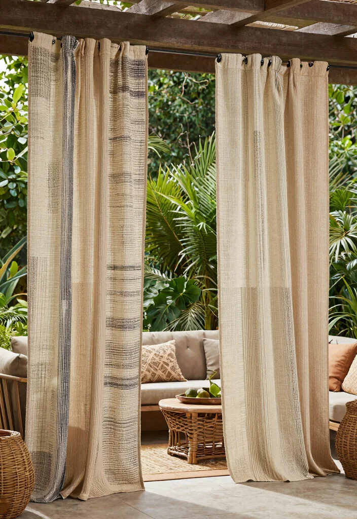 16 Outdoor Patio Curtains Ideas With Breezy Elegant Vibes - 16. Eco-Conscious Recycled Fabrics 1