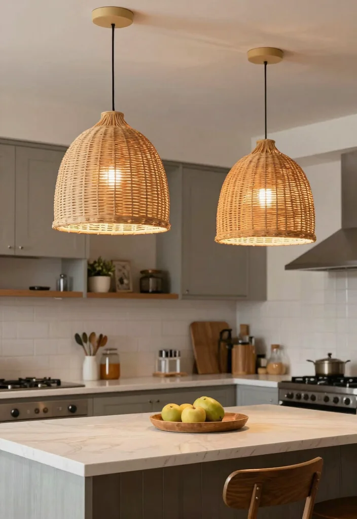 16 Rattan Pendant Light Kitchen Island Ideas With Warm Texture - 13. Customized Creations 1