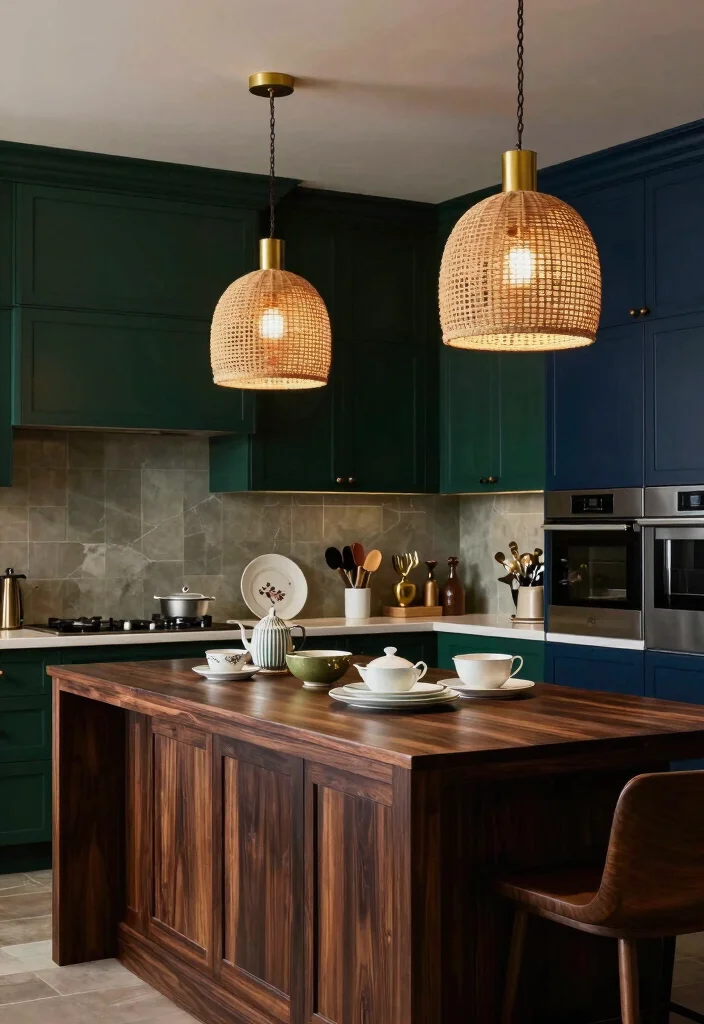 16 Rattan Pendant Light Kitchen Island Ideas With Warm Texture - 8. Luxurious Touch 1
