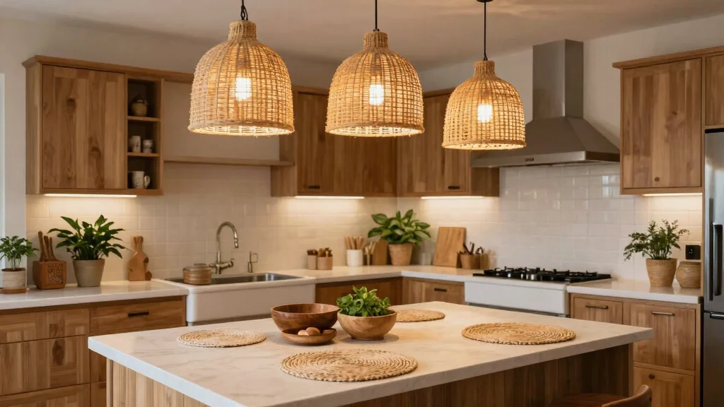 16 Rattan Pendant Light Kitchen Island Ideas With Warm Texture