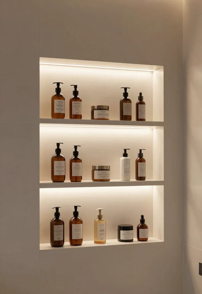 16 Shower Shelf Ideas Built-Ins With Sleek Storage - 11. Integrated Lighting with Shelves 1