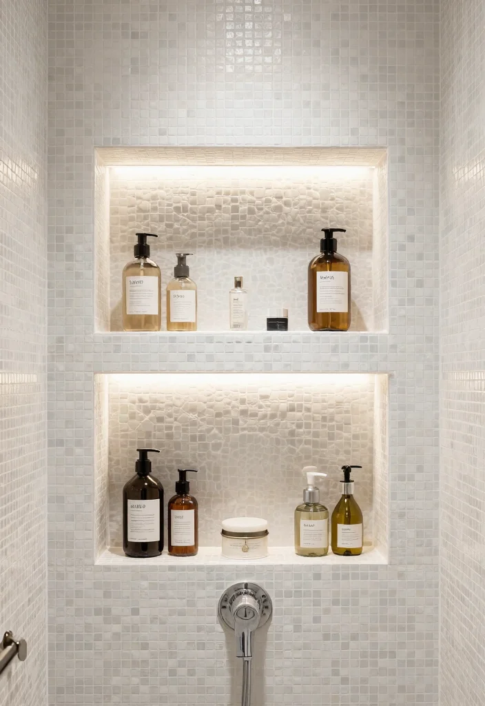 16 Shower Shelf Ideas Built-Ins With Sleek Storage - 13. Recessed Shelf Niches 1