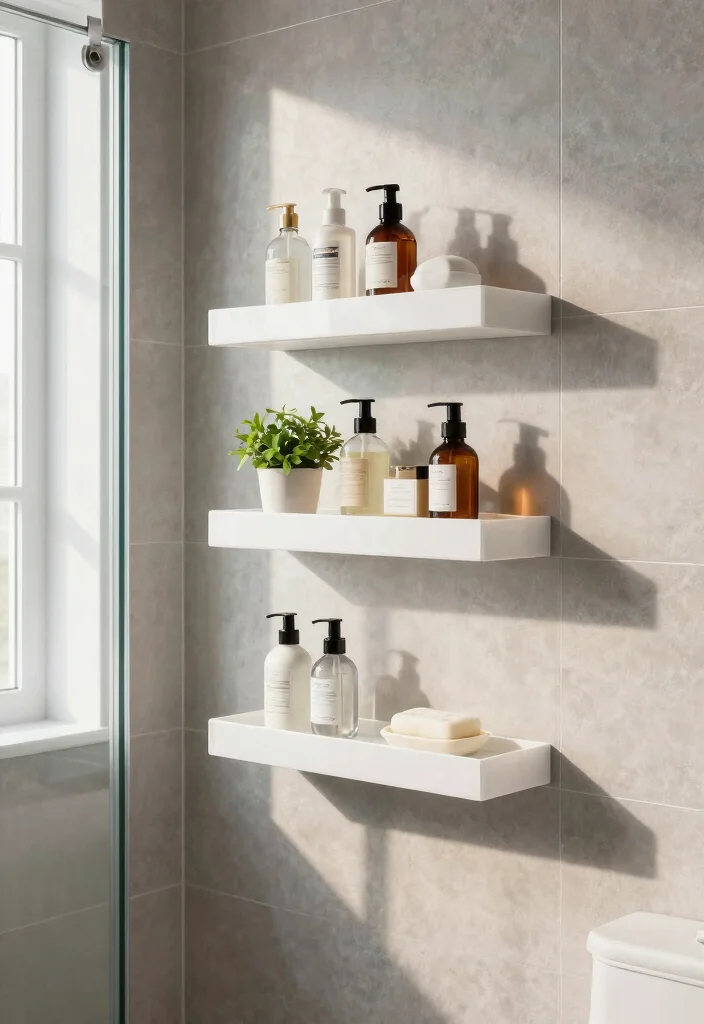 16 Shower Shelf Ideas Built-Ins With Sleek Storage - 3. Floating Shelves 1