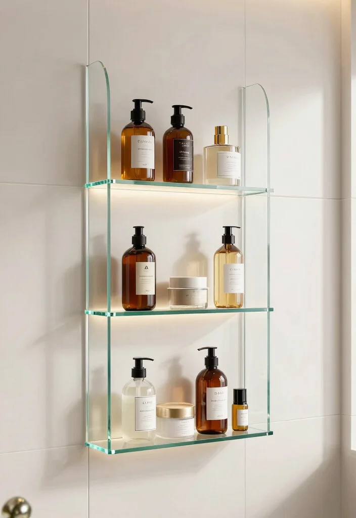 16 Shower Shelf Ideas Built-Ins With Sleek Storage - 4. Glass Shelf Inserts 1