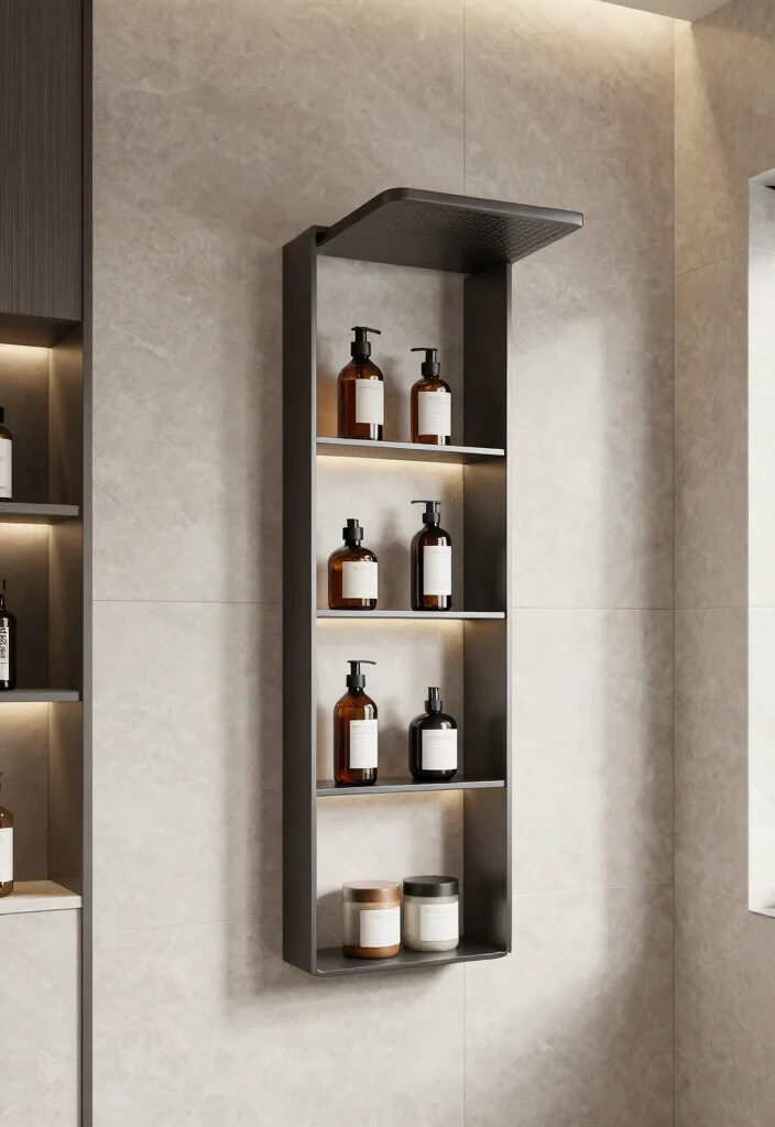 16 Shower Shelf Ideas Built-Ins With Sleek Storage - 7. Vertical Pull-Out Shelves 1