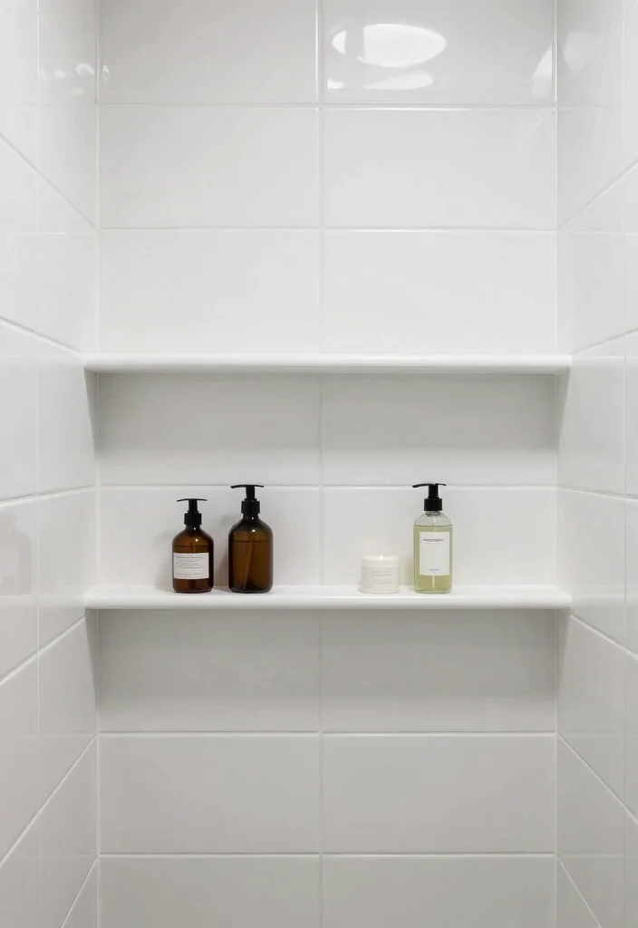 16 Shower Shelf Ideas Built-Ins With Sleek Storage - 9. Minimalist Tile Shelving 1