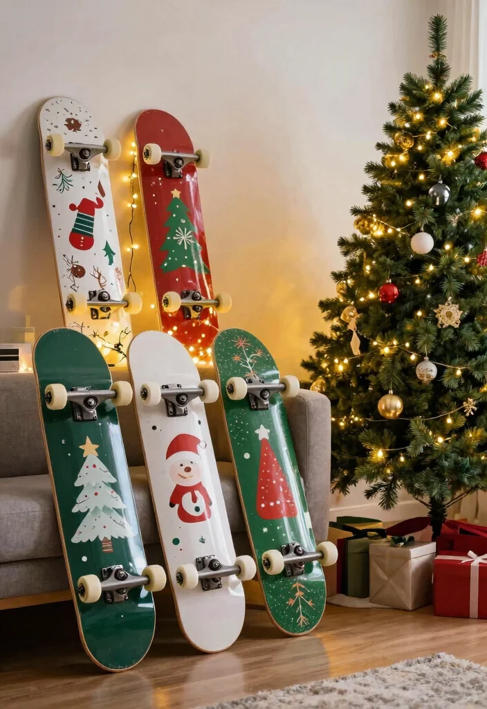 16 Skate Board Deck Wall Art Ideas With Cool Urban Edge - 14. Holiday Themes 1