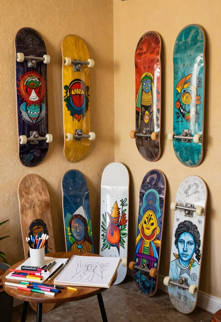 16 Skate Board Deck Wall Art Ideas With Cool Urban Edge - 15. Collaborate with Local Artists 1