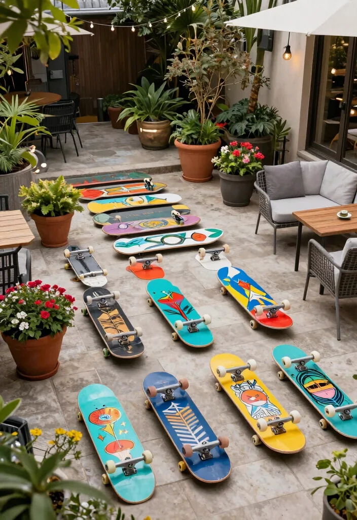 16 Skate Board Deck Wall Art Ideas With Cool Urban Edge - 16. Outdoor Skateboard Art 1