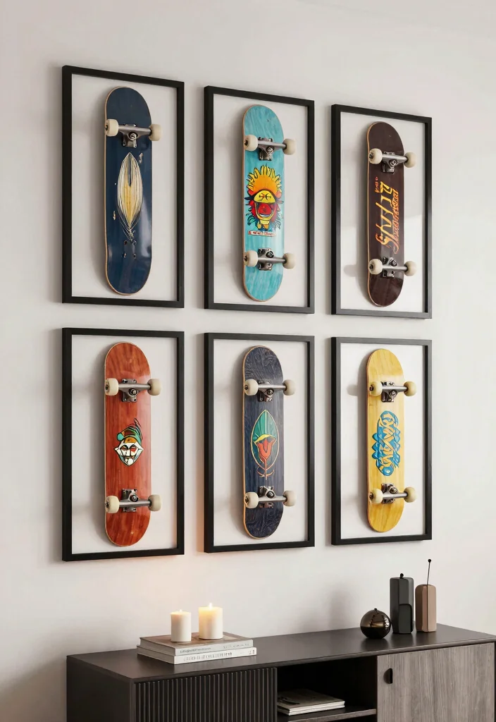 16 Skate Board Deck Wall Art Ideas With Cool Urban Edge - 2. Framed Skateboard Art 1