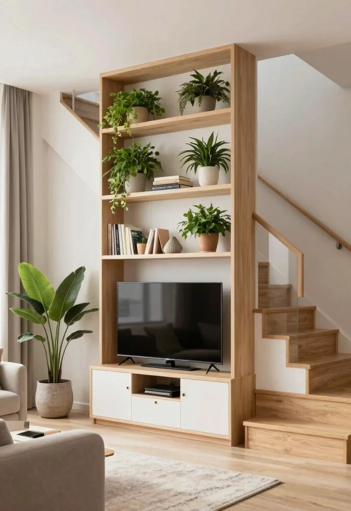 16 TV Unit Below Staircase Ideas That Maximize Space - 12. Space-Focused Vertical Solutions 1