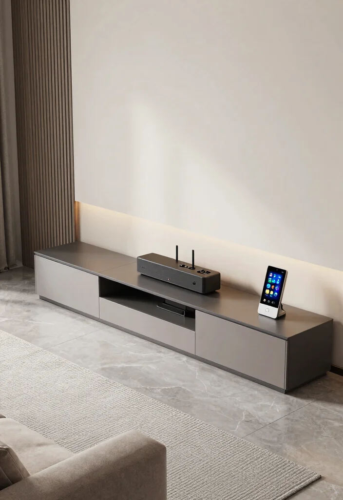 16 TV Unit Below Staircase Ideas That Maximize Space - 13. Smart Technology Integration 1