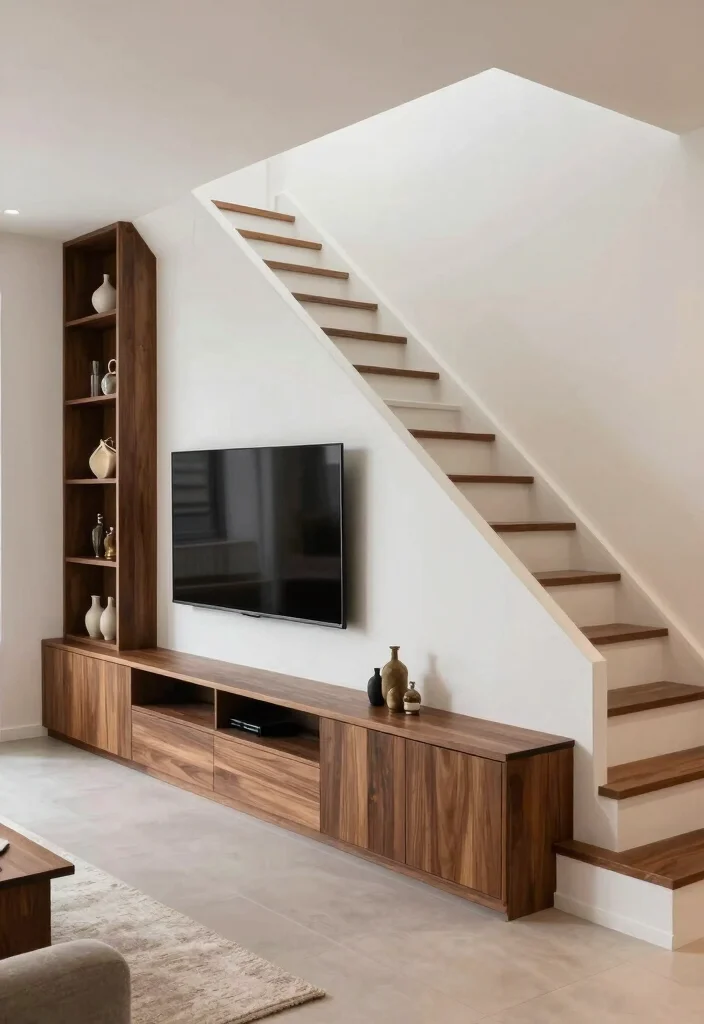 16 TV Unit Below Staircase Ideas That Maximize Space - 2. Custom Built-In Units 1